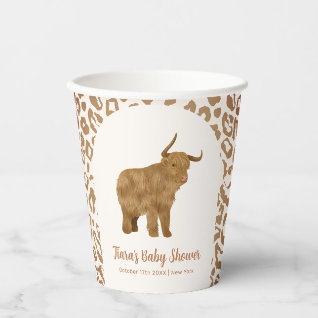 Boho Arch Holy Cow Western Babydusche Pappbecher (Vorderseite)