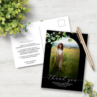 Boho Arch Ivy Black Abschluss Vielen Dank Postkarte