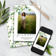 Boho Arch Ivy, Faire-part de diplôme blanc