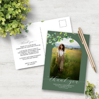 Boho Arch Ivy Sage Green Abschluss Vielen Dank Postkarte