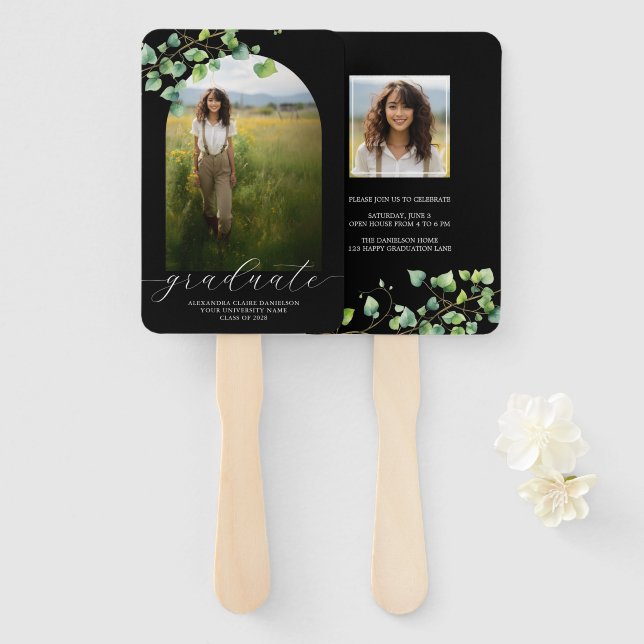 Boho Arch Ivy, Schwarzer Abschluss Fächer (Vorne und Hinten)