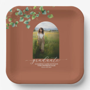 Boho Arch Ivy, Terracotta Brown Abschluss Pappteller