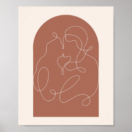 Boho Arch Kissing Continual Line Art 1 Poster