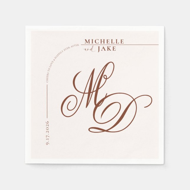 Boho Arch Minimalistisch Calligraphy Script Weddin Serviette (Vorderseite)