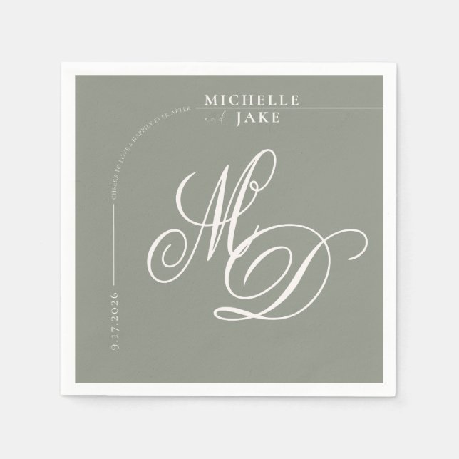 Boho Arch Minimalistisch Calligraphy Script Weddin Serviette (Vorderseite)