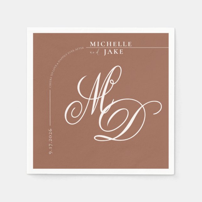 Boho Arch Minimalistisch Calligraphy Script Weddin Serviette (Vorderseite)