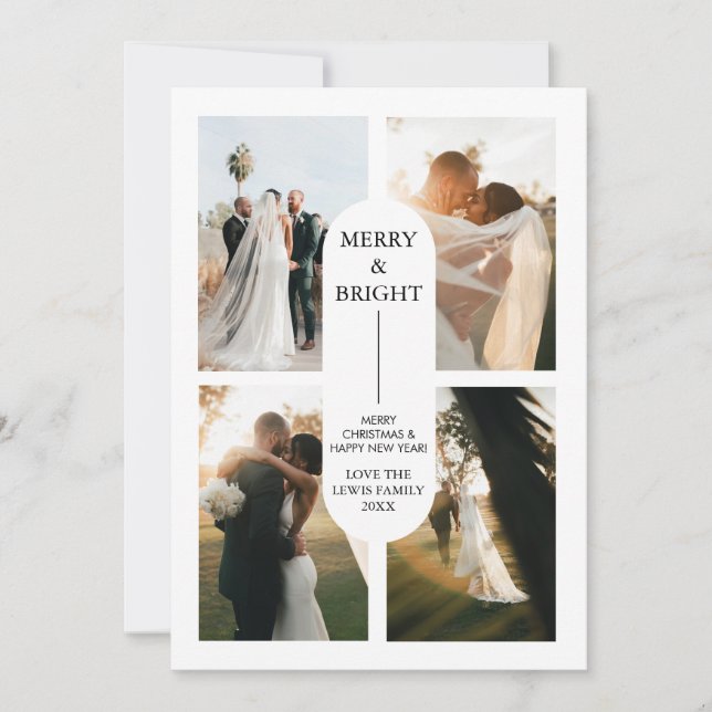 Boho Arch moderne 4 Photos de famille Carte de Noë (Devant)