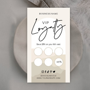 Boho Arch Neutrals Beige Monogram Beauty Salon Treuekarte