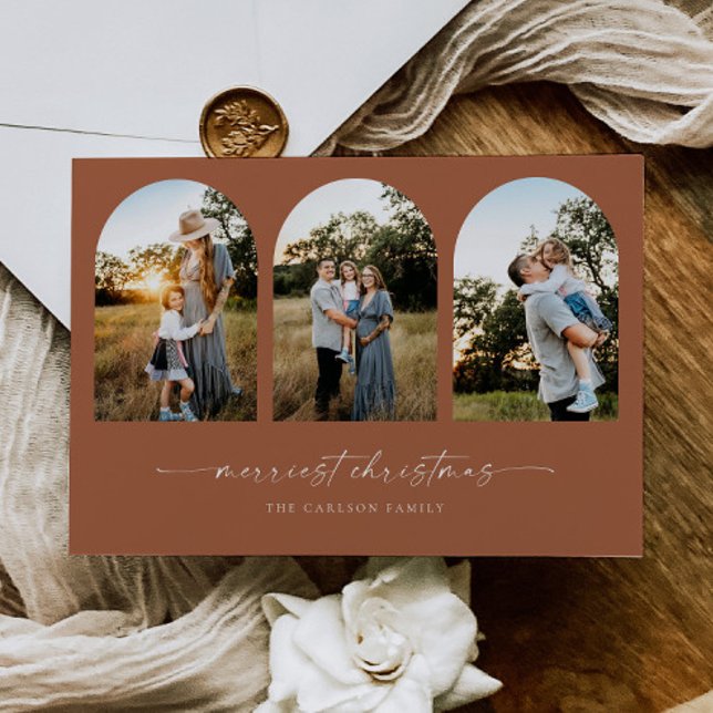 Boho Arch Noël Carte photo de voeux (Créateur téléchargé)