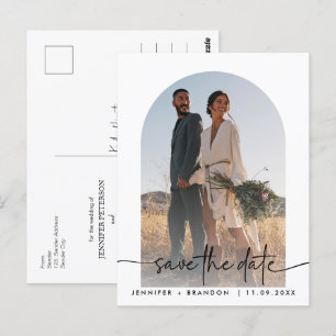 Boho arch overlay Calligraphy Save the Date Foto Postkarte