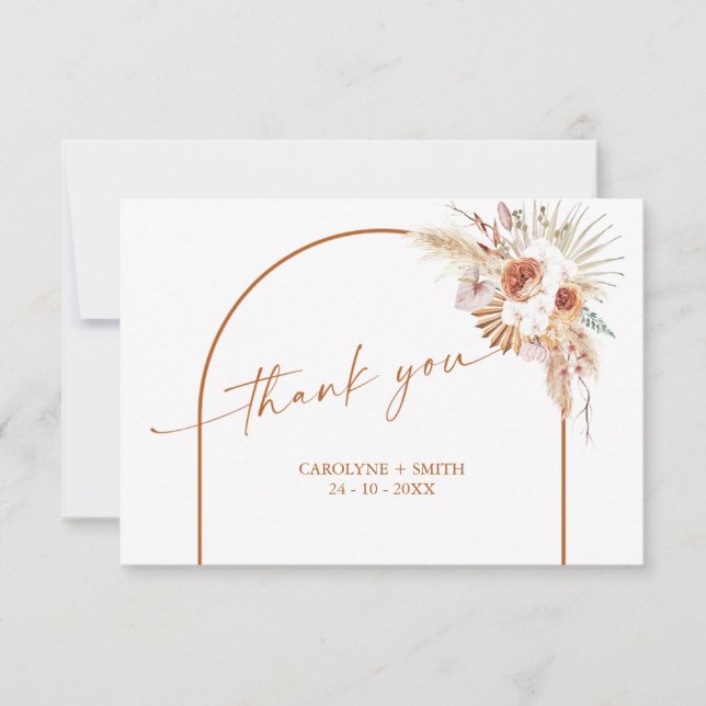 Boho Arch Pampas Carte de remerciements Baby showe (Devant)