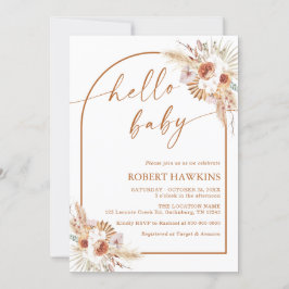 Boho Arch Pampas Grass Baby Dusche Einladung