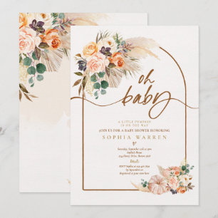 Boho Arch Pampas Grass Pumpkin Baby Shower  Einladung