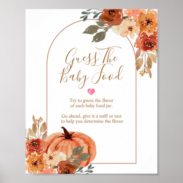 Boho arch Pumpkin Baby Dusche Raten Sie das Baby F Poster (Vorne)