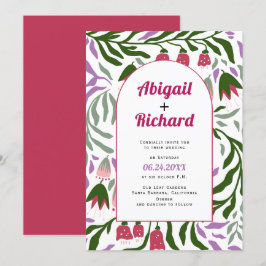 Boho arch Retro Zweige und Blume Hochzeit Einladung