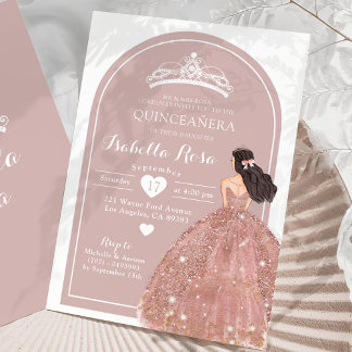 Boho Arch Rose Gold Mexikanische Prinzessin Quince Einladung