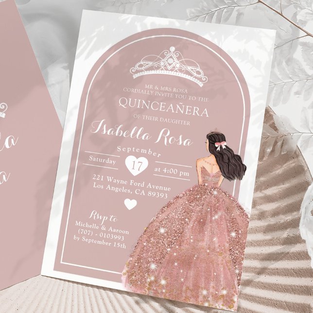 Boho Arch Rose Gold Mexikanische Prinzessin Quince Einladung (Von Creator hochgeladen)