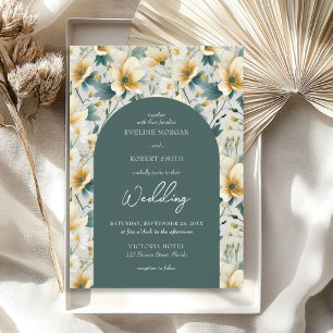 Boho arch Salbei-Gelbgelbe wilde Blume Einladung