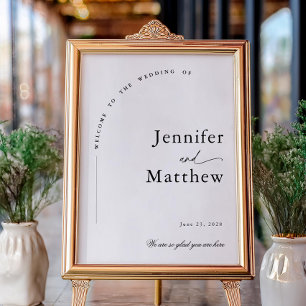 Boho Arch Simple Wedding Willkommen Poster