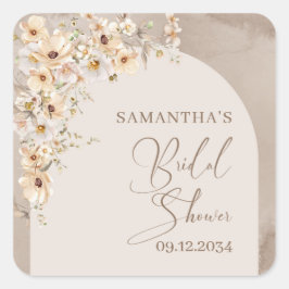 Boho arch Summer Wildblume Rustikaler Hochzeitstic Quadratischer Aufkleber