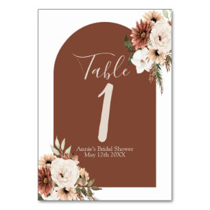 Boho Arch Terracota Floral Moderne Numéro de table