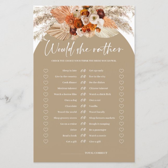 Boho arch terracotta pampas Wäre sie lieber spiele (Vorderseite)