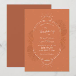 Boho Arch und Palm Terracotta Hochzeit Einladung