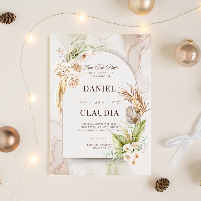 Boho Arch Wedding Einladung Set | Bearbeitbare Min (Editable boho wedding Template Digital Download available)