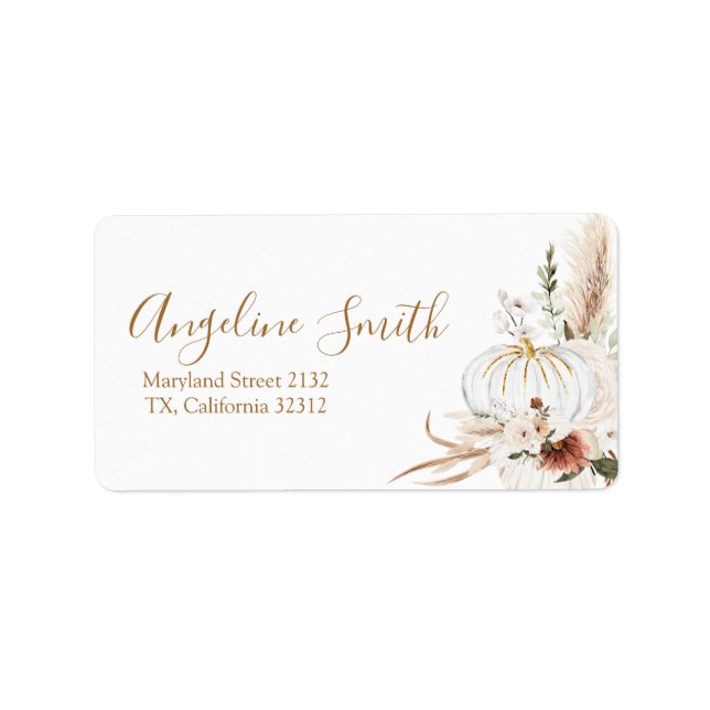 Boho Arch White Pumpkin Baby Showmarke Adressaufkleber (Vorne)