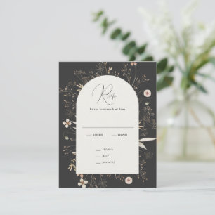 Boho Arch Wildblumen-Hochzeit RSVP Karte