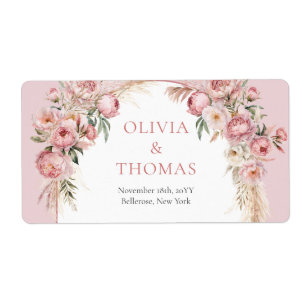 Boho arche blush peonas pampas gras eucalyptus