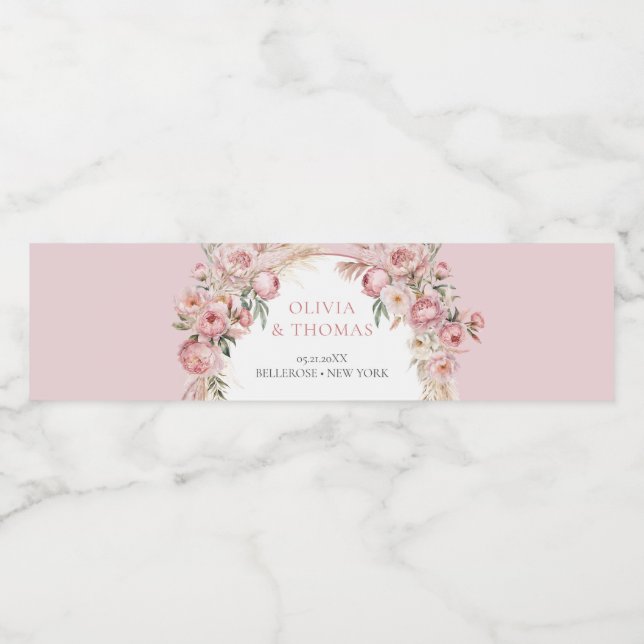 Boho arche blush peonas pampas gras eucalyptus (Einzelnes Label)