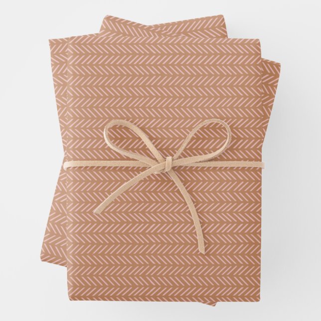 Boho Arrows Clay Brown and Pink Wrapping Paper Geschenkpapier Set (Beispiel)