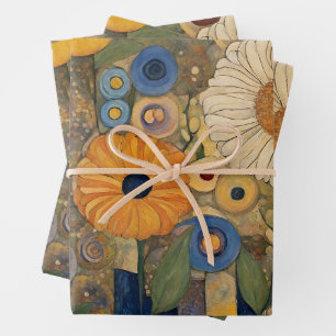 Boho Art Nouveau Wildflower-Garten Geschenkpapier Set