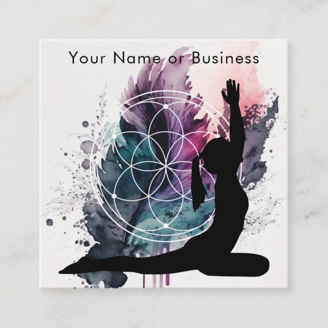 Boho Artful Yoga Meditation Heilige Geometrie Quadratische Visitenkarte (Vorderseite)