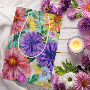 Boho Aster Blumen Floral Mittlere Geschenktüte