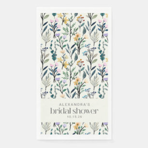 Boho Ästhetische Aquarelldusche Wildblume Serviette