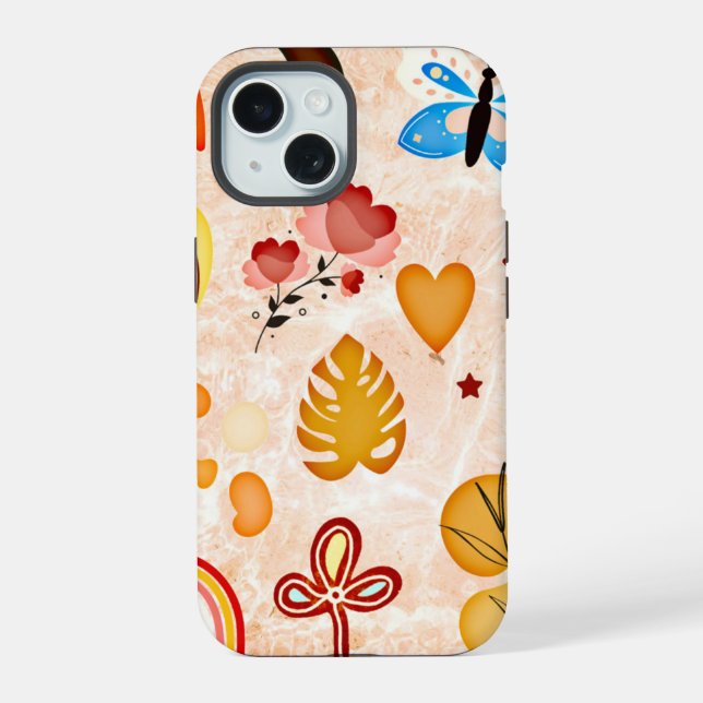 Boho ästhetischen Stickers Collage Phone Case iPhone 15 Hülle (Rückseite)