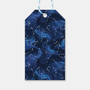 Boho-Astrologie-Sternzeichen-Muster auf Blau Geschenkanhänger