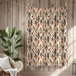 Boho Authentic Stamm Native Ethnic Feathers Pfeil Fleecedecke