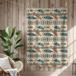 Boho Authentic Stamm Native Ethnic Feathers Pfeil Fleecedecke