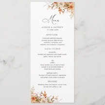 boho automne automne florales menu mariage