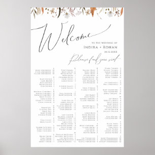 Boho Automne Fleur sauvage Alphabétique Tableau de