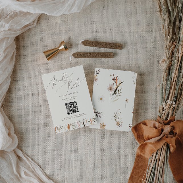 Boho Automne Fleur Sauvage | Carte de réponse QR C (Créateur téléchargé)