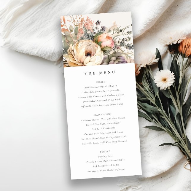Boho Automne Floral Bunal Mariage Carte Menu (Créateur téléchargé)