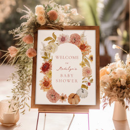 Boho Autumn Baby Dusche Begrüßungszeichen Poster