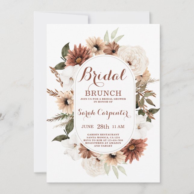 Boho Autumn Bridal Brunch Einladung (Vorderseite)