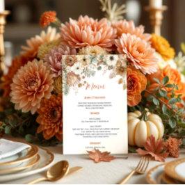 Boho Autumn Dried Flowers Wedding | Menu Einladung