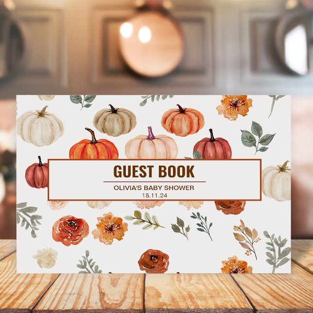 Boho Autumn Fall Pumpkin Pattern Gästebuch (Von Creator hochgeladen)