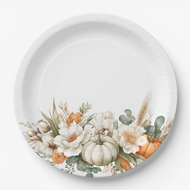 Boho Autumn Floral Arrangement Pappteller (Vorderseite)